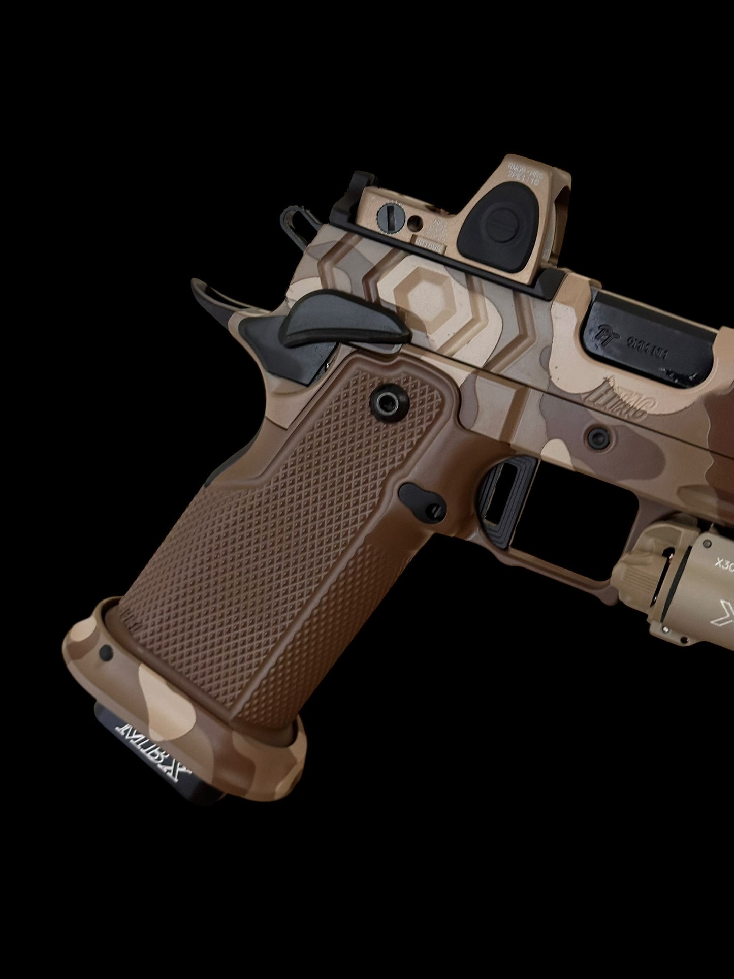 PHOENIX TRINITY 2011 H-TAC DESERT WITH PRO GRIPS 9MM RMR AND X300
