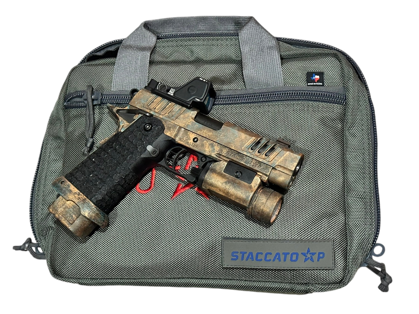 STACCATO P X SERIES FULLY CUSTOMIZED PORTED BARREL SUNKEN SHIP LIMITED EDITION WITH TRIJICON RMR HD AND FLASHLIGHT
