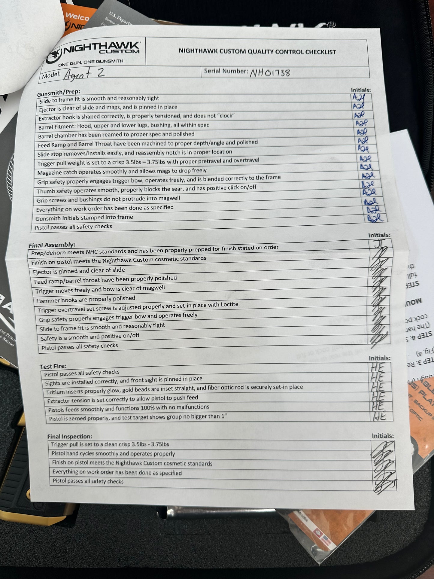 NIGHTHAWK CUSTOM AGENT 2 GOVERNMENT 5” BRONZE WITH GOLD TIN ACCENTS OPTIC READY 9MM (PRE OWNED)