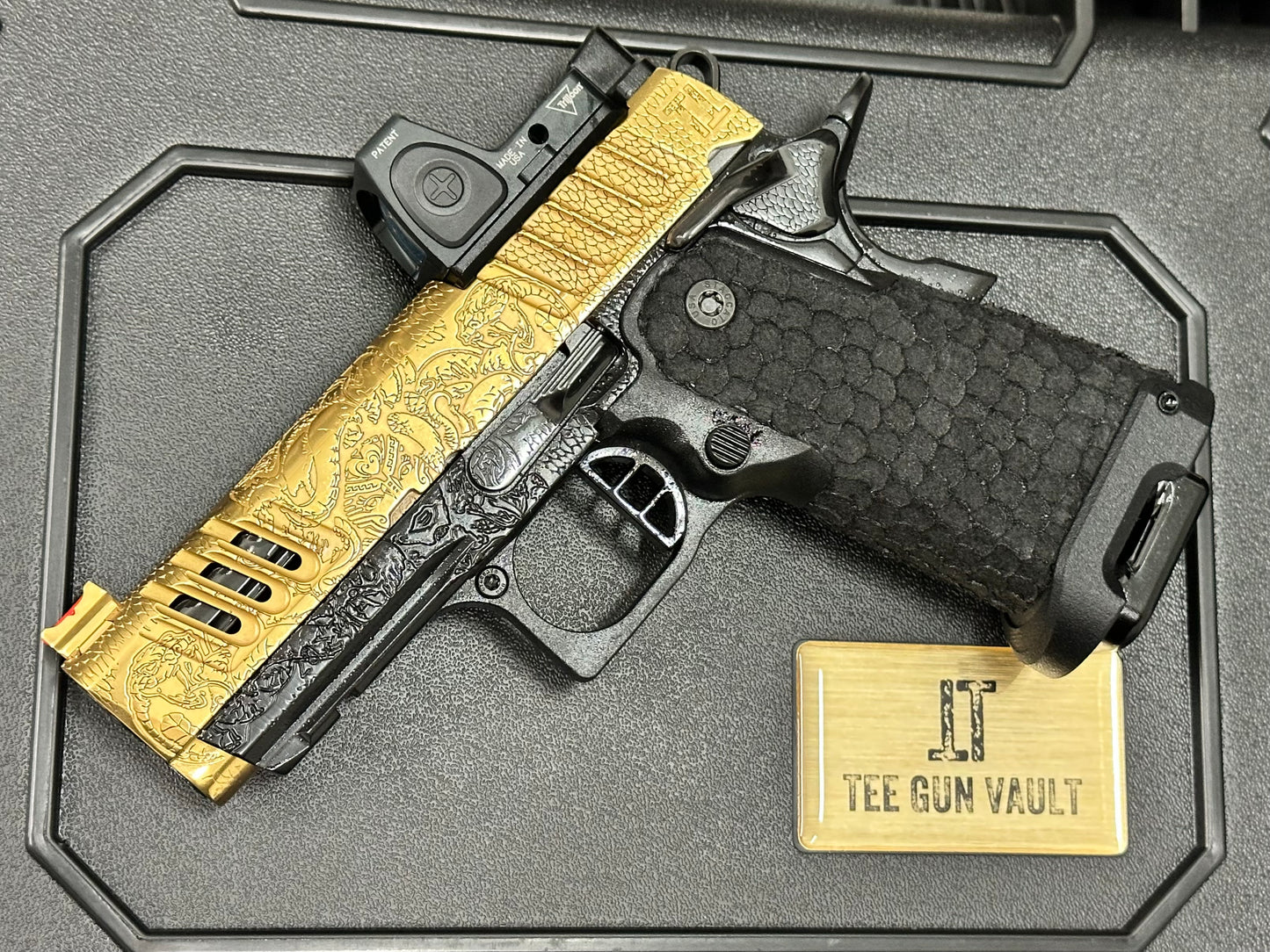 CUSTOM STACCATO CS “MEDUSA” X SERIES PORTED 3.5” FULLY ENGRAVED IN GOLD NITRIDE PVD FINISH