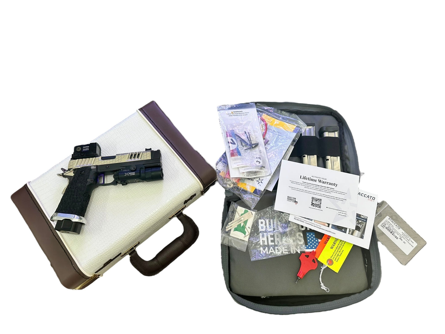 FULLY CUSTOMIZED STACCATO XC ENGRAVED POLISHED NICKEL PLATED WITH INFINITY TRIGGER ACRO AND X300