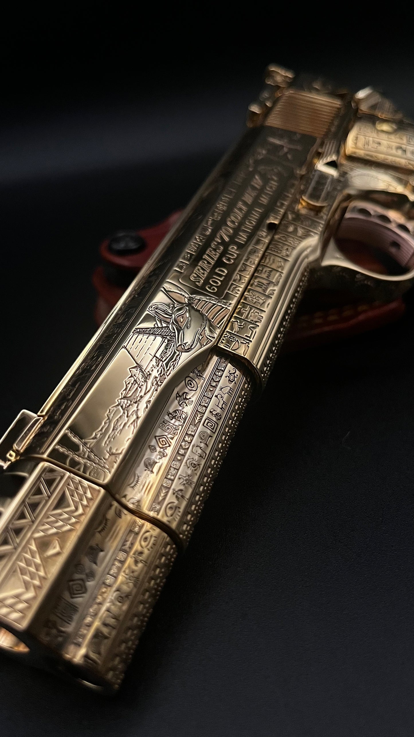 COLT CUSTOM 1911 COMP’D LIMITED EDITION “ANUBIS” 24k GOLD IN A BEAUTY DISPLAY MAGNETIC BOX PRE ORDER (3-4 weeks lead time)