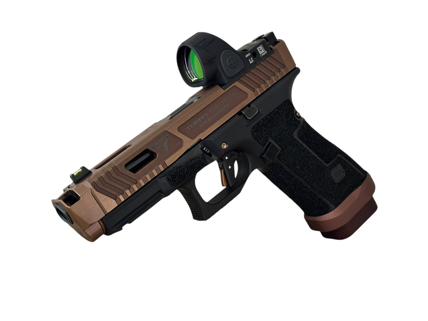 TARAN TACTICAL COMBAT MASTER GLOCK 45 COPPERHEAD XR WITH TRIJICON SRO.
