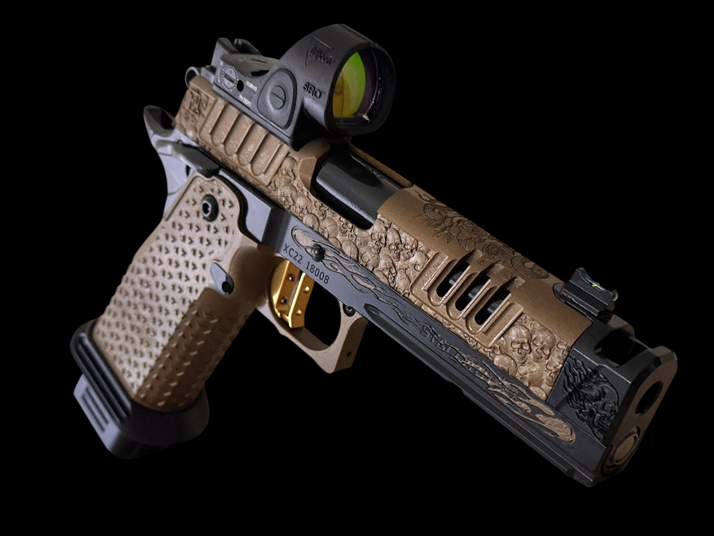 STACCATO CUSTOM XC “VITA FINITA” BLACK/BRONZE WITH ATLAS ALUMINUM GRIPS AND SRO