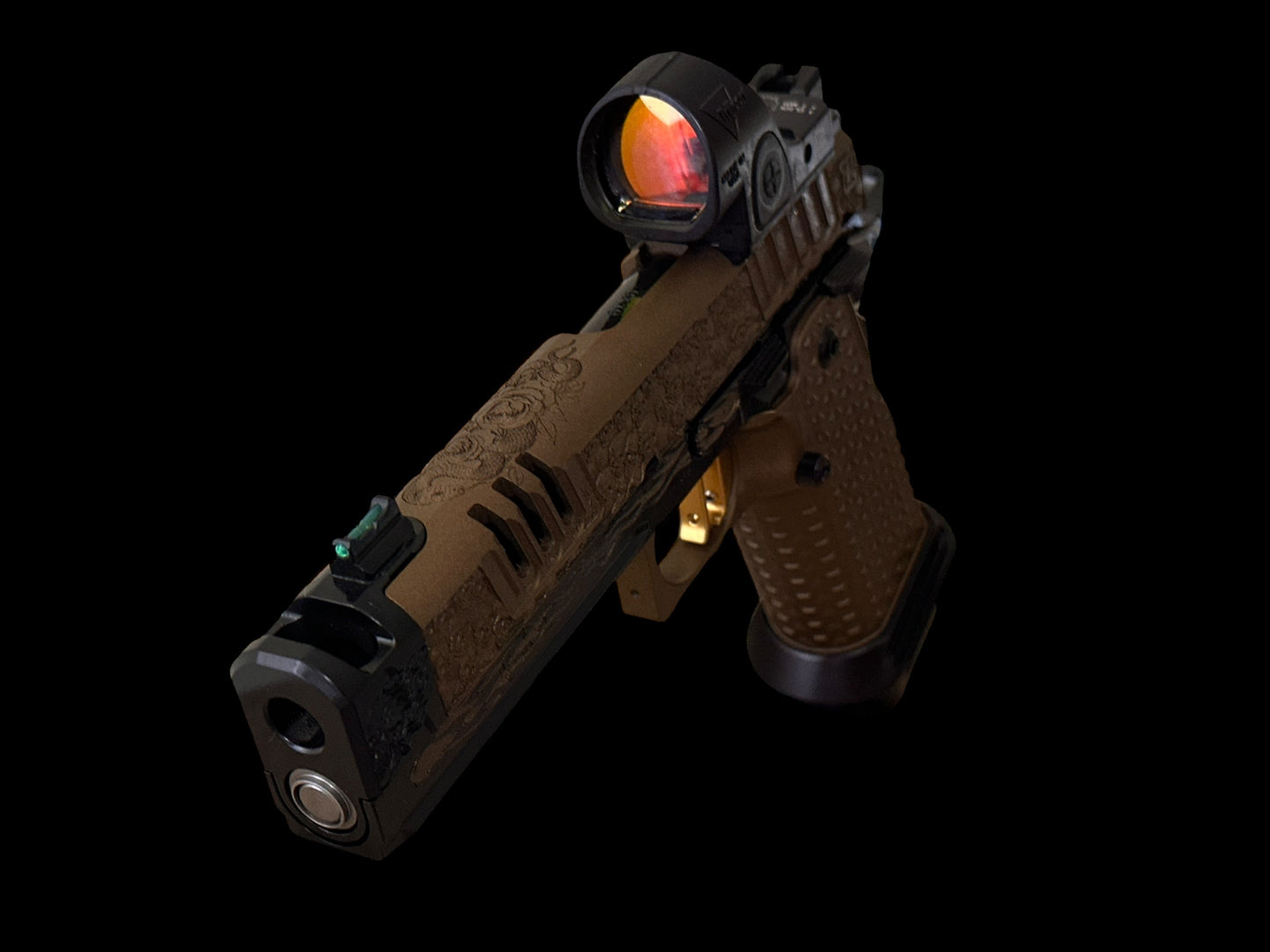 STACCATO CUSTOM XC “VITA FINITA” BLACK/BRONZE WITH ATLAS ALUMINUM GRIPS AND SRO