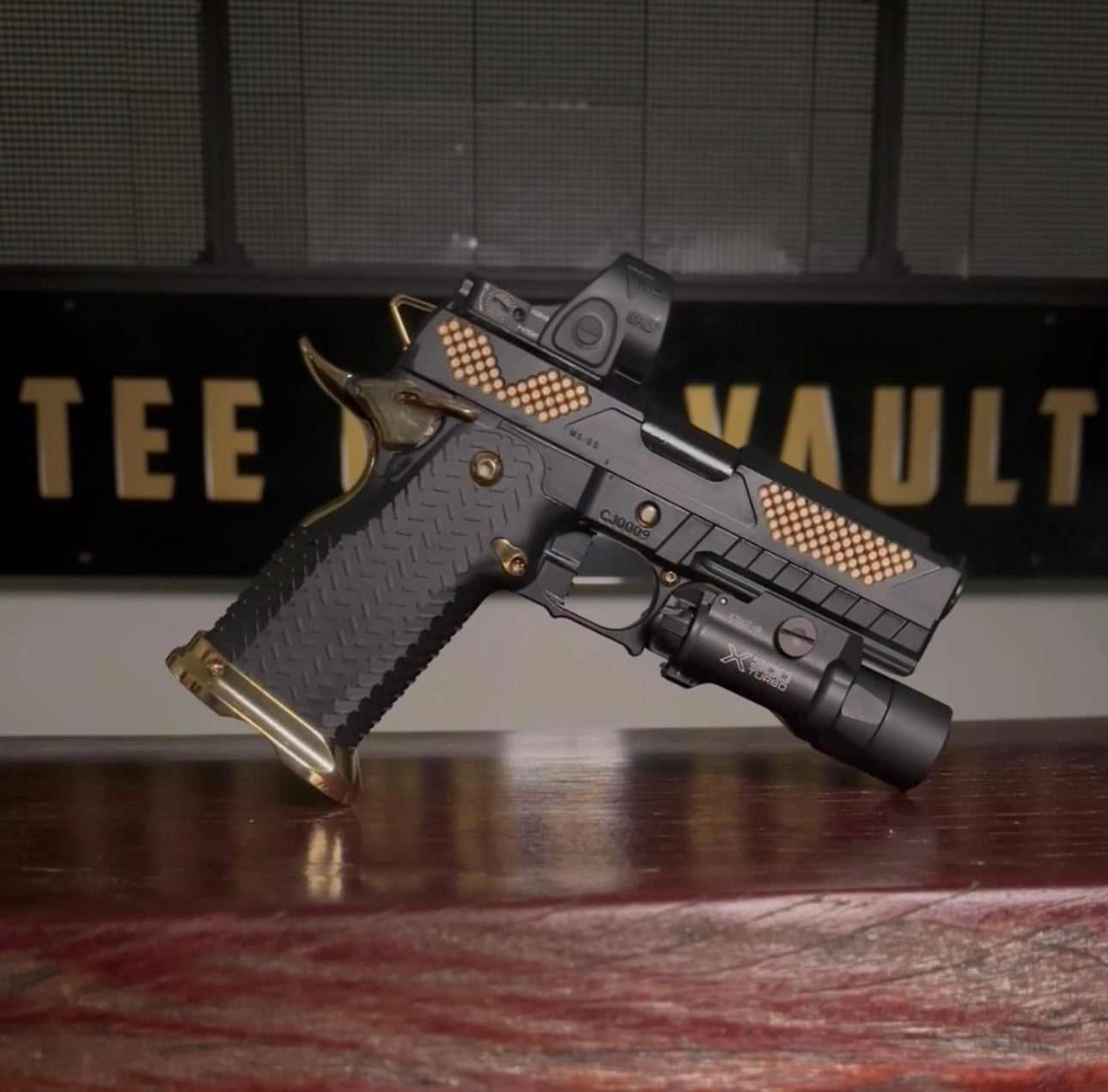 COMBAT PRECISION CUSTOM 2011 9MM PORTED WITH TRIJICON SRO AND X300
