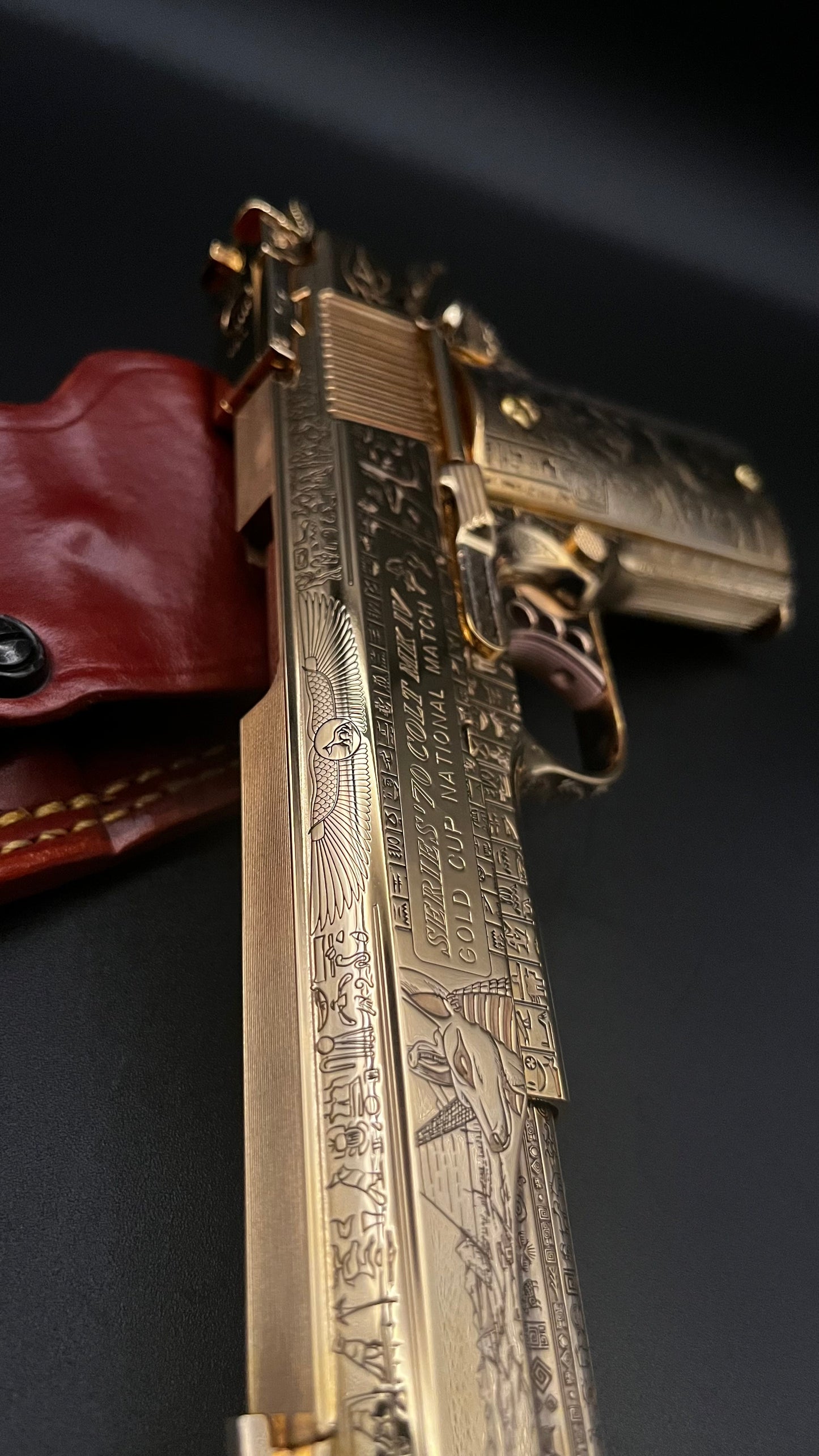 COLT CUSTOM 1911 COMP’D LIMITED EDITION “ANUBIS” 24k GOLD IN A BEAUTY DISPLAY MAGNETIC BOX PRE ORDER (3-4 weeks lead time)
