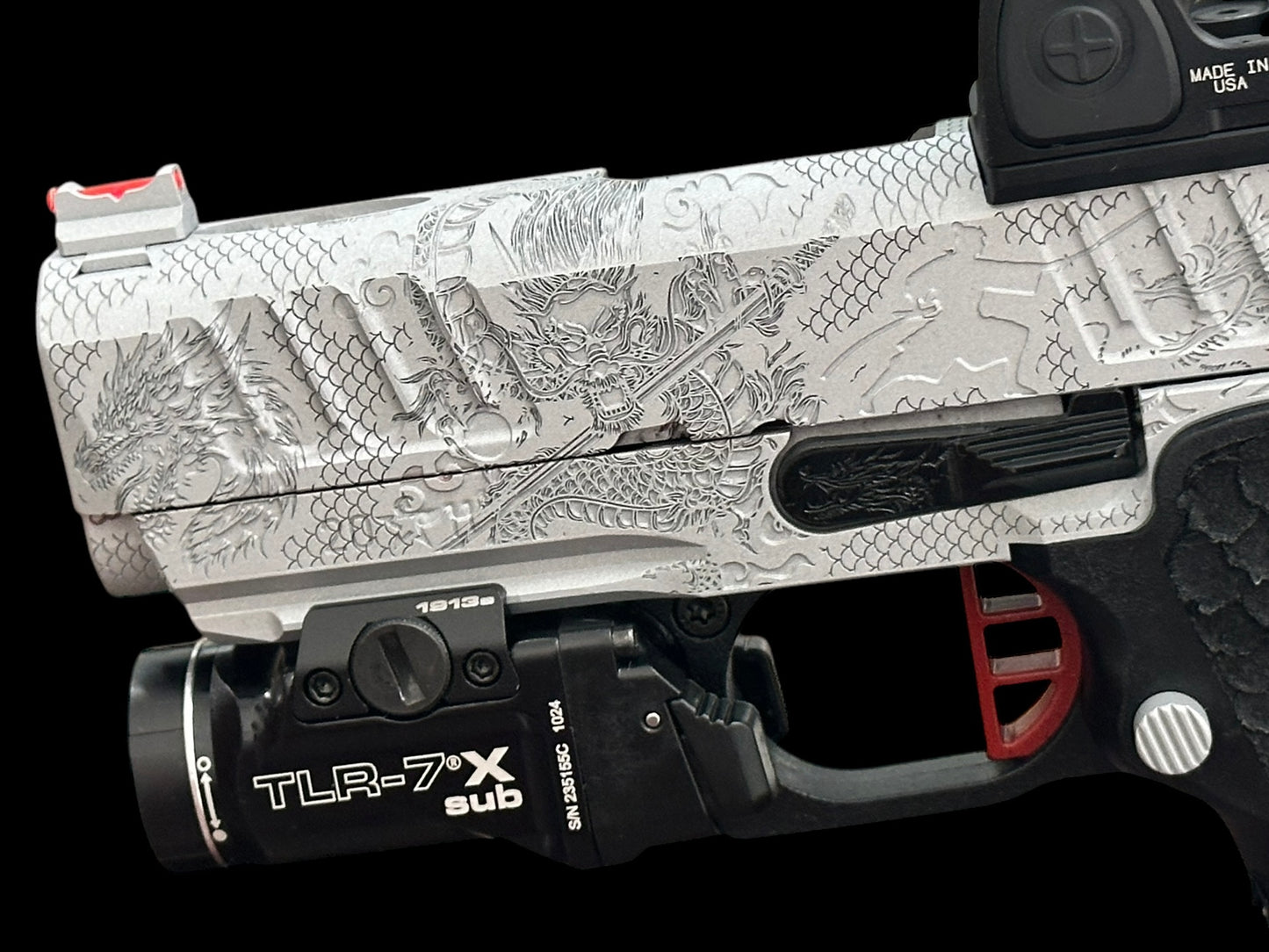 STACCATO CUSTOM CS PORTED 3.5” “THE LAST SAMURAI” ENGRAVED WITH RMR AND LIGHT IN GREY FINISH