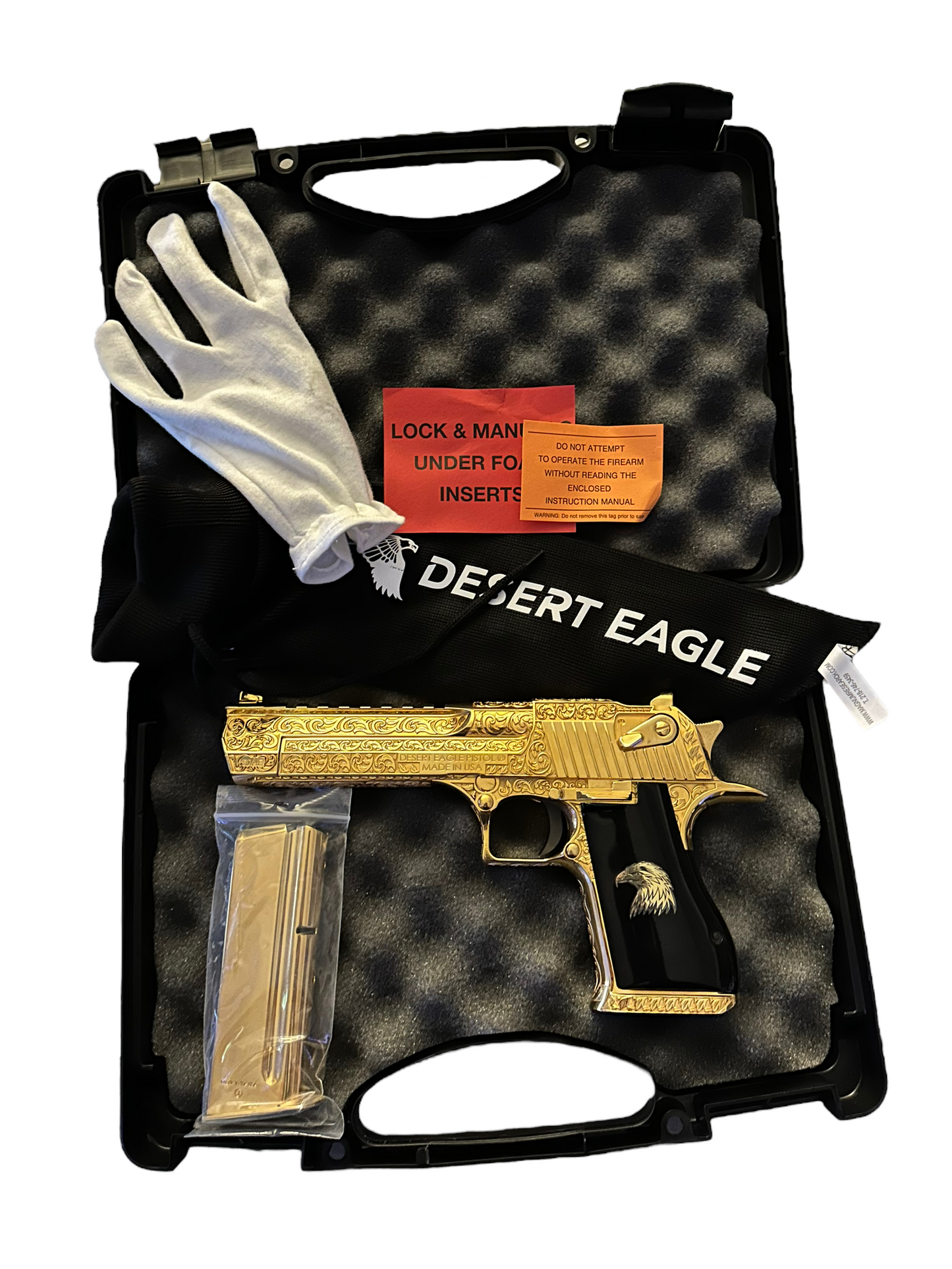 MAGNUM RESEARCH DESERT EAGLE .50AE 24K GOLD PLATED FULLY ENGRAVED