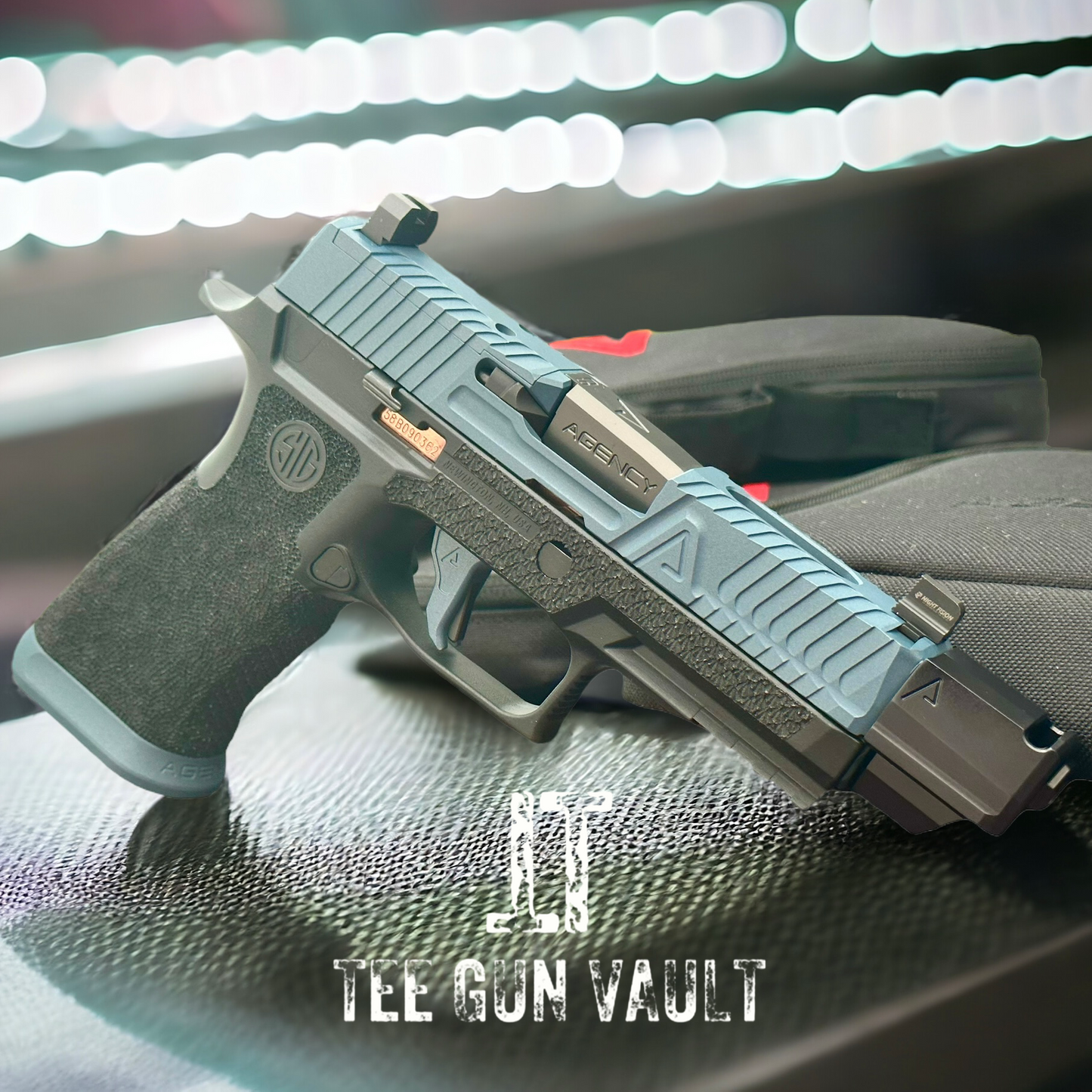 SIG SAUER X AGENCY ARMS P320 COMPENSATED IOS CUT BLUE FINISH 9MM