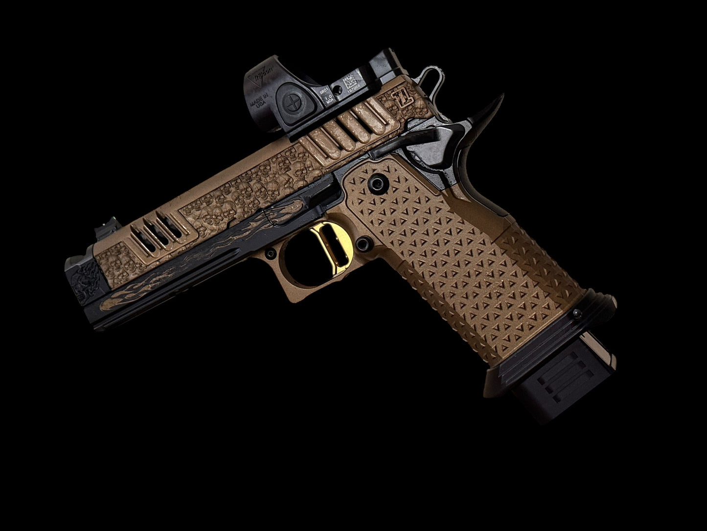 STACCATO CUSTOM XC “VITA FINITA” BLACK/BRONZE WITH ATLAS ALUMINUM GRIPS AND SRO