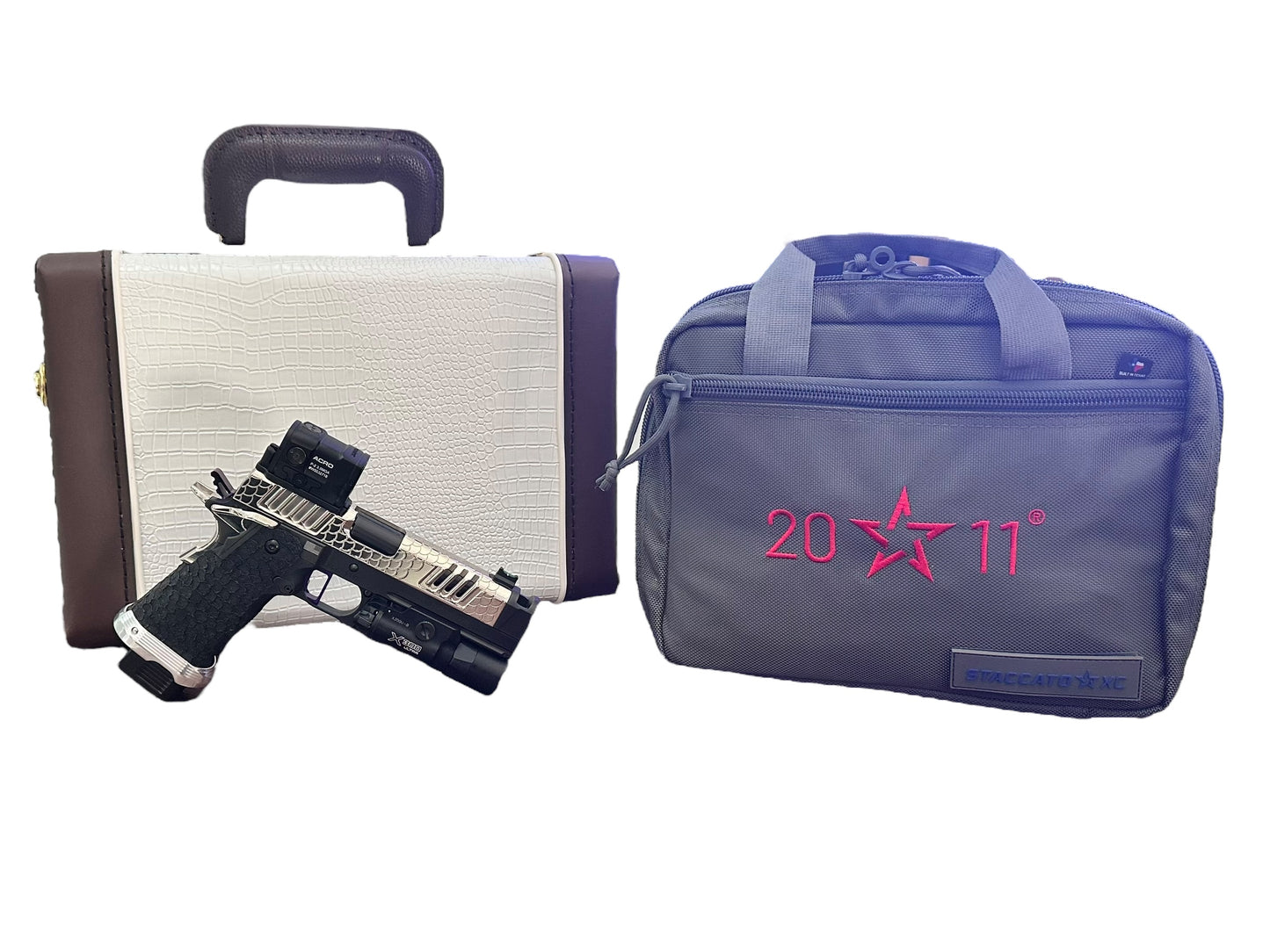 FULLY CUSTOMIZED STACCATO XC ENGRAVED POLISHED NICKEL PLATED WITH INFINITY TRIGGER ACRO AND X300