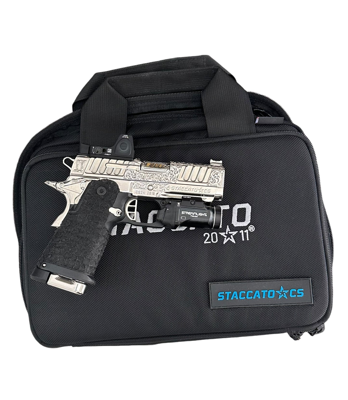 STACCATO CUSTOM CS 3.5” FULLY ENGRAVED HIGH POLISHED NICKEL PLATED WITH RMR & TLR7