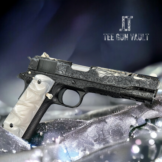 COLT CUSTOM 1911 FULLY ENGRAVED "ANGEL VS DEMON" ROYAL BLUE FINISH