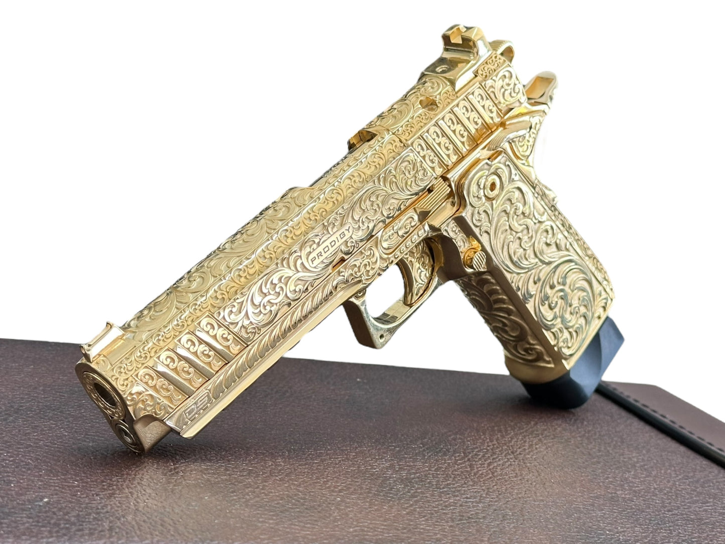 CUSTOM SPRINGFIELD ARMORY PRODIGY DOUBLE STACK 9mm 1 OF 1 FULLY ENGRAVED POLISHED AND 24K GOLD PLATED