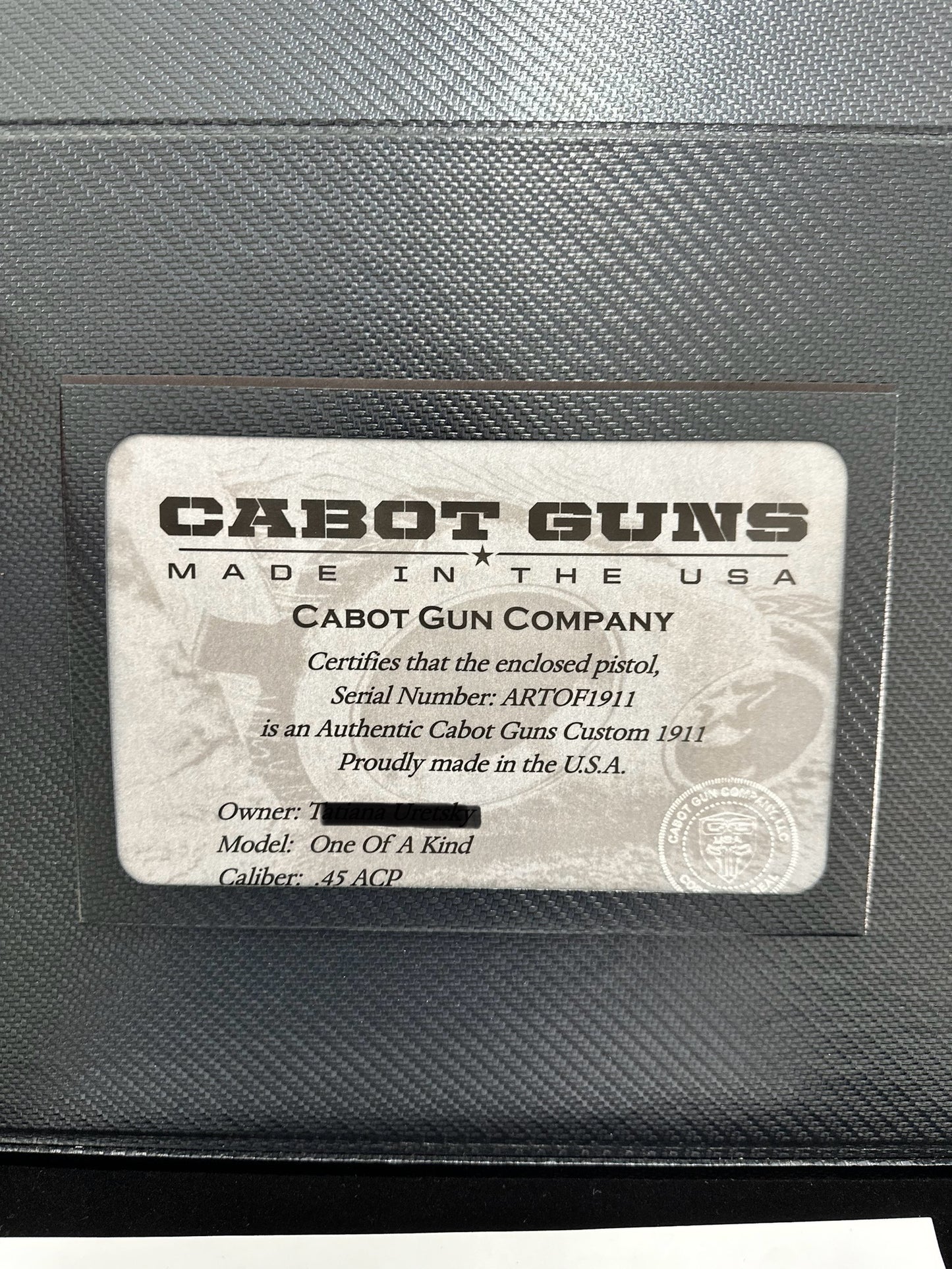 CABOT GUNS CUSTOM 1911 ONE OF A KIND DAMASCUS SPECIAL BUILD.