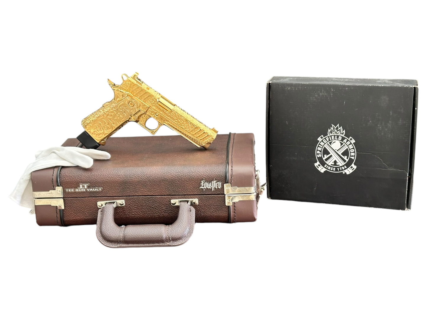 CUSTOM SPRINGFIELD ARMORY PRODIGY DOUBLE STACK 9mm 1 OF 1 FULLY ENGRAVED POLISHED AND 24K GOLD PLATED