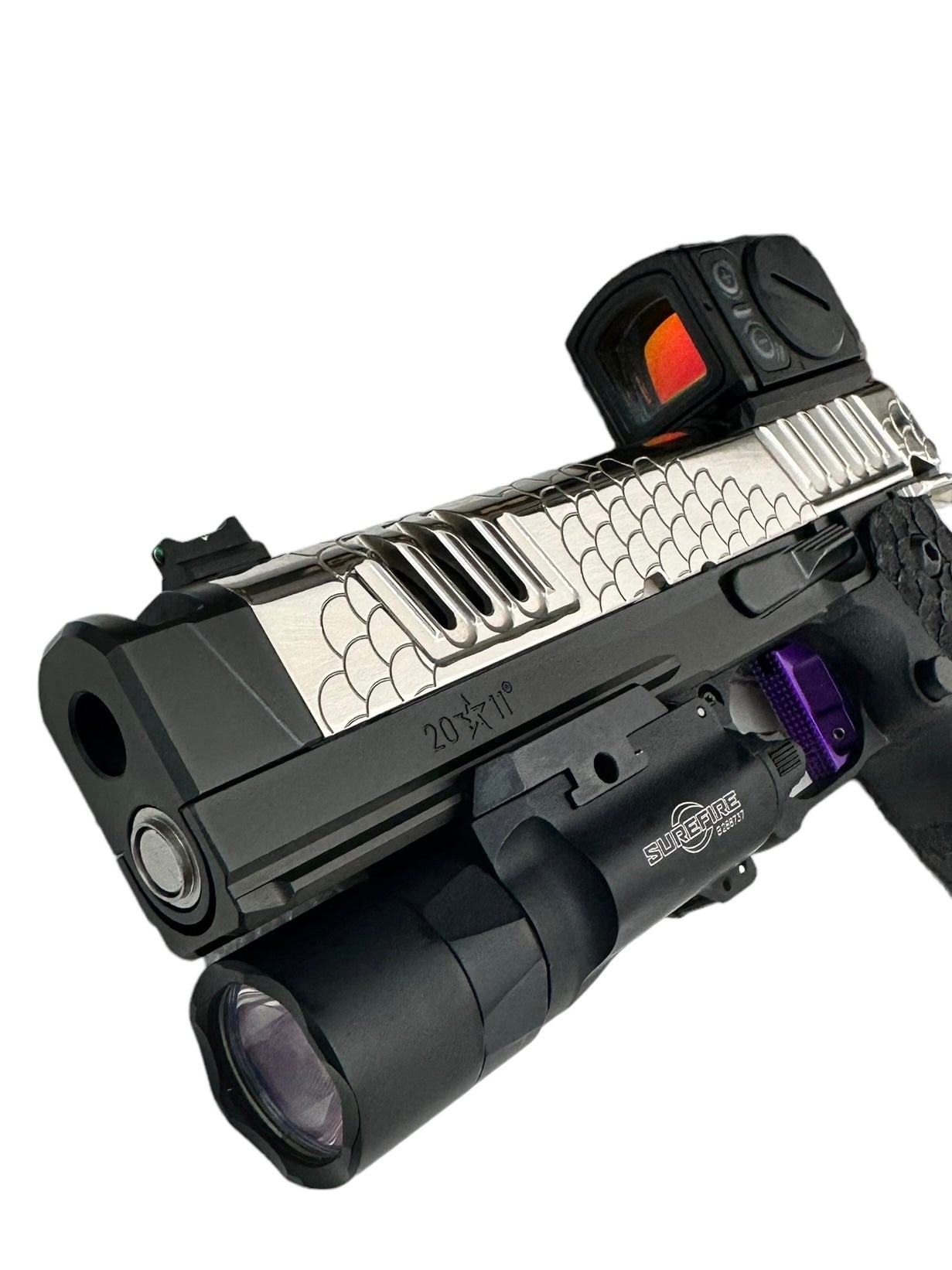 FULLY CUSTOMIZED STACCATO XC ENGRAVED POLISHED NICKEL PLATED WITH INFINITY TRIGGER ACRO AND X300