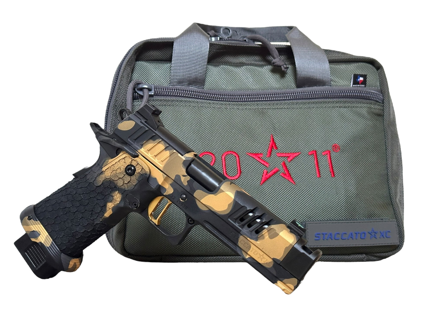 STACCATO CUSTOM XC MULTICAM FINISH DRAGON SCALE GRIPS AND ATLAS TRIGGER