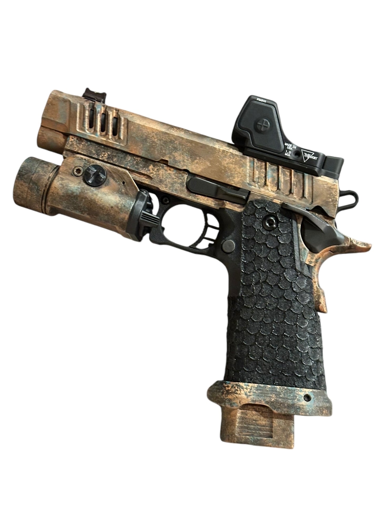 STACCATO P X SERIES FULLY CUSTOMIZED PORTED BARREL SUNKEN SHIP LIMITED EDITION WITH TRIJICON RMR HD AND FLASHLIGHT