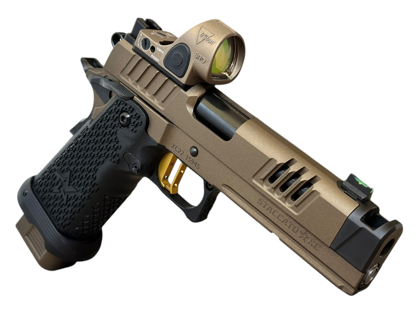 STACCATO XC 2011 CUSTOM BRONZE/BLACK WITH ATLAS TRIGGER AND TRIJICON SRO