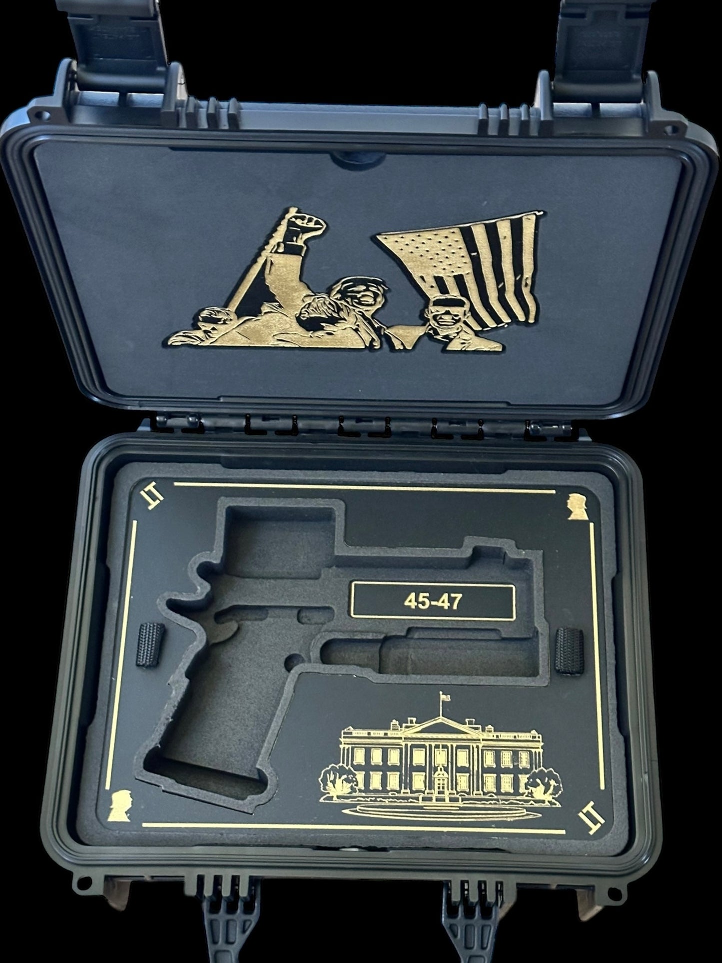 STACCATO CUSTOM XC “TRUMP” FULLY ENGRAVED POLISHED AND 24k GOLD PLATED SRO & X300