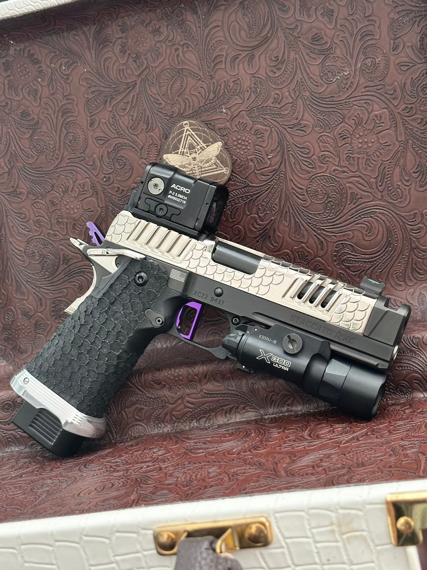 FULLY CUSTOMIZED STACCATO XC ENGRAVED POLISHED NICKEL PLATED WITH INFINITY TRIGGER ACRO AND X300