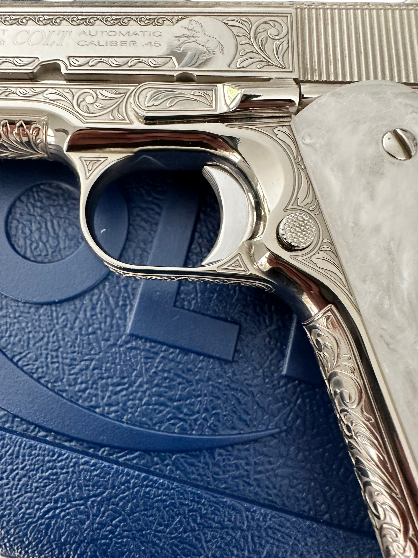 COLT CUSTOM 1911 GOVERMENT FULLY ENGRAVED HIGH POLISHED & NICKLE PLATED