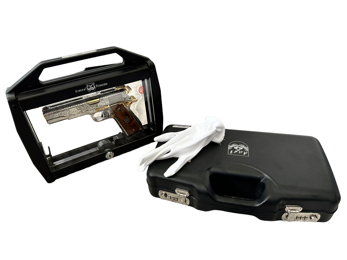 ARSENAL DOUBLE BARREL STANDARD 45ACP CUSTOM WITH RARE DISPLAY CASE 1 OF 1 (PRE-OWNED)