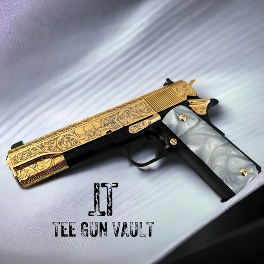SPRINGFIELD ARMORY 1911 MIL SPEC 24k GOLD PLATED AND FULLY ENGRAVED  45ACP