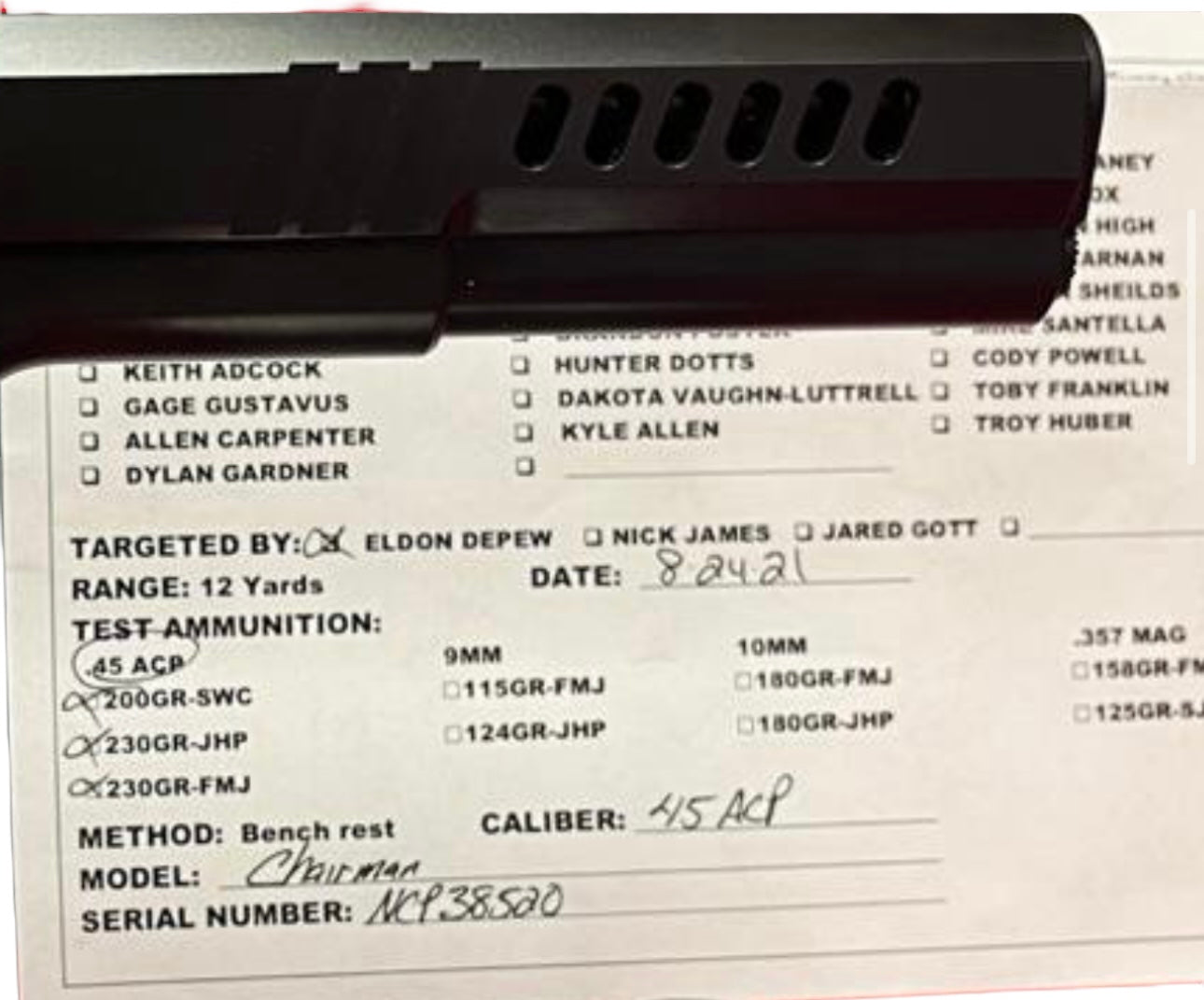 NIGHTHAWK CUSTOM CHAIRMEN 6” BARREL BLACKOUT WITH CARBON FIBER GRIPS .45 ACP