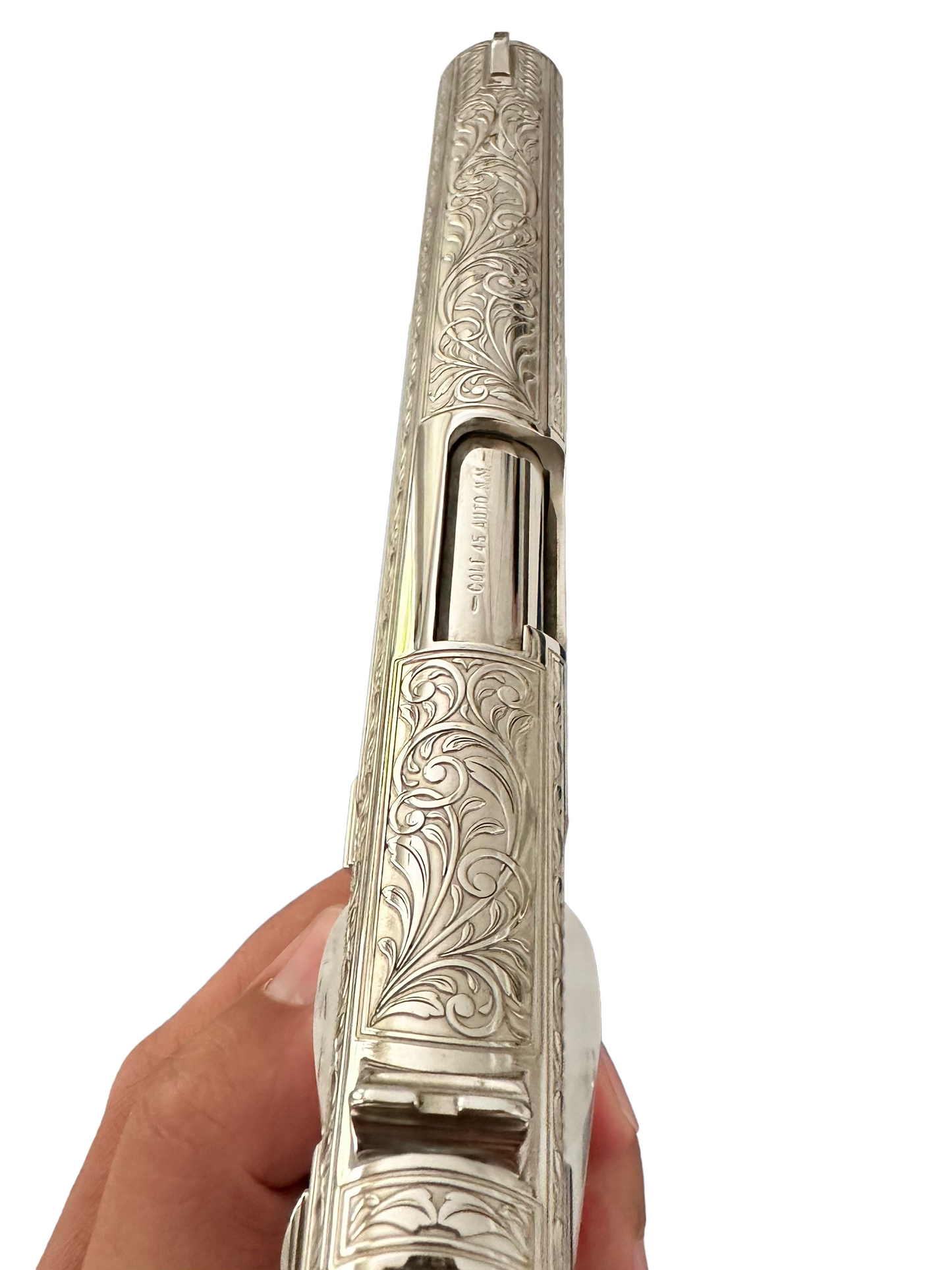 COLT CUSTOM 1911 GOVERMENT FULLY ENGRAVED HIGH POLISHED & NICKLE PLATED