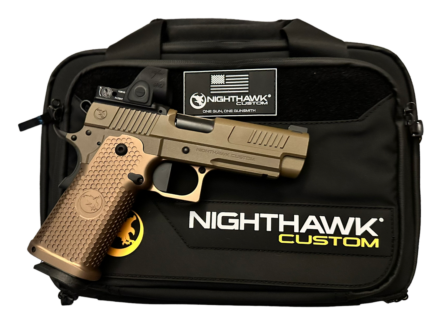 NIGHTHAWK CUSTOM DELEGATE 1911 DS SANDHAWK FINISH WITH SRO AND KNIFE
