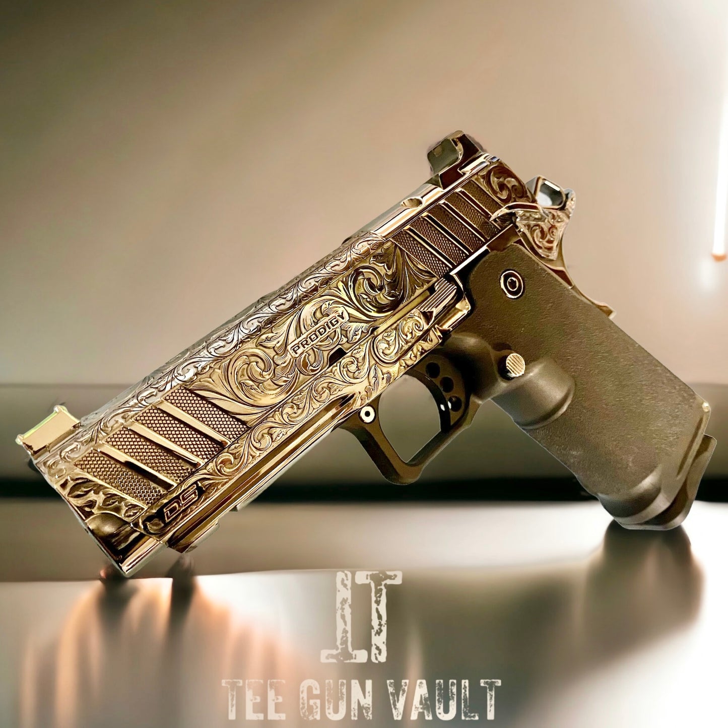 SPRINGFIELD ARMORY CUSTOM PRODIGY 2011  FULLY ENGRAVED , HIGH POLISHED AND BLACK CHROMED.