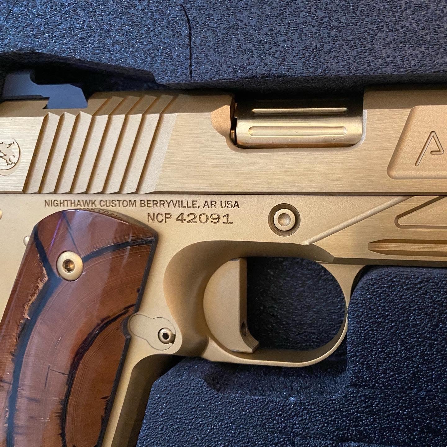 NIGHTHAWK CUSTOM AGENT 2 GOLD TIN WITH MAMMOTH IVORY GRIPS 9MM