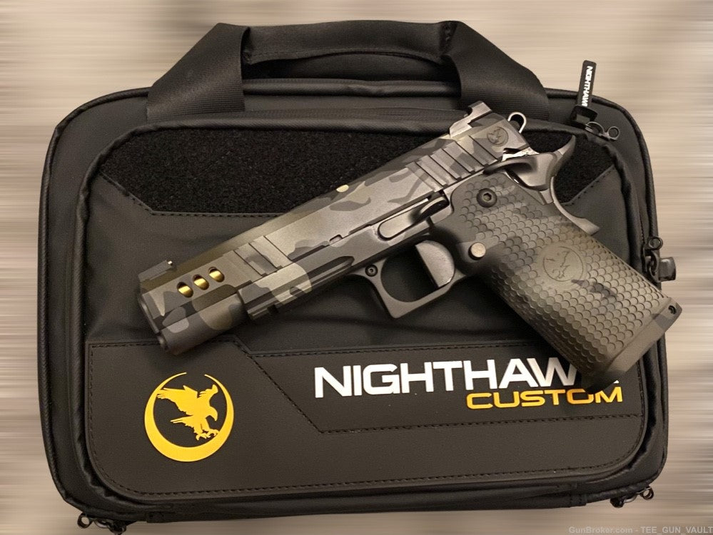 NIGHTHAWK CUSTOM PRESIDENT 9MM DOUBLE STACK CAMO/GOLD TIN BARREL NIB!