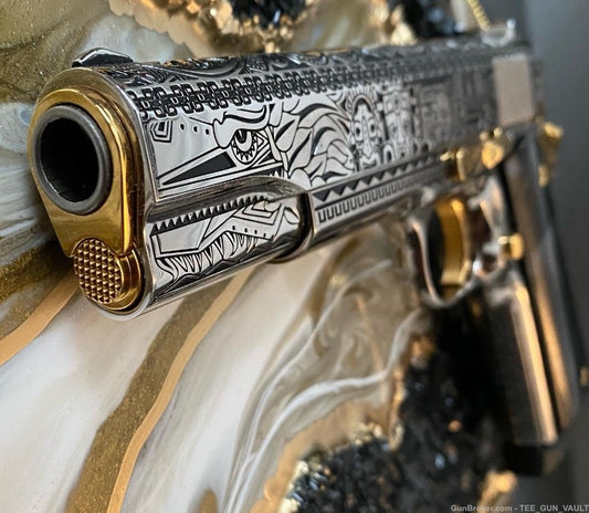 CHARLES DALY 1911 FULLY ENGRAVED AND 24K WHITE/YELLOW GOLD PLATED .45 ACP
