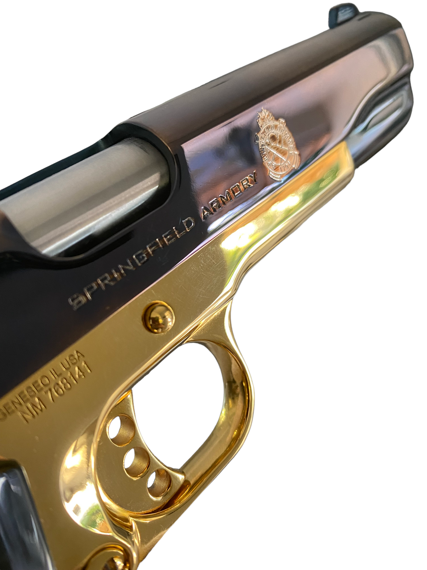 SPRINGFIELD ARMORY GARRISON 1911 9MM BLUE CHROME AND 24k gold plated