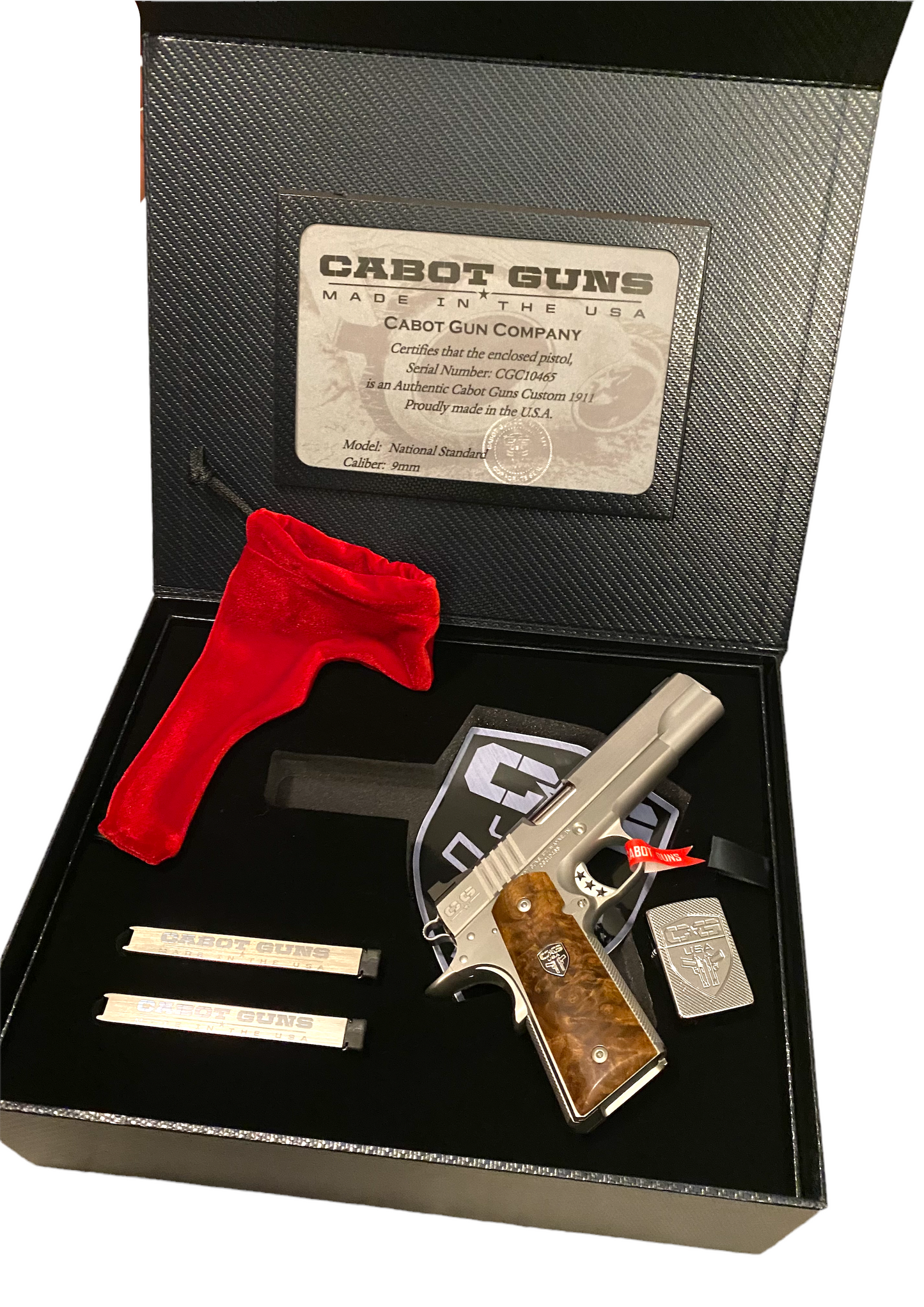 CABOT GUNS NATIONAL STANDARD 9MM WITH CABOT ZIPPO SET