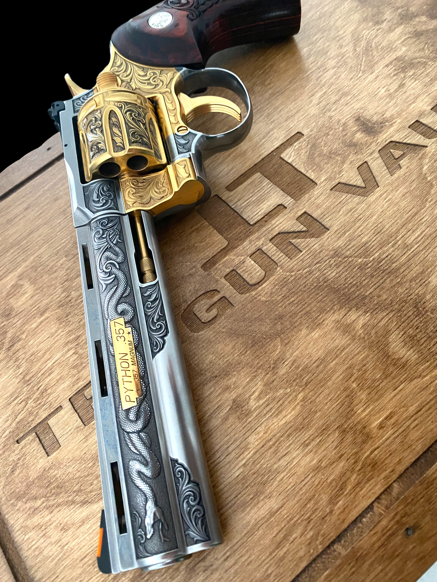COLT PYTHON 6 INCH ENGRAVED AND 24K GOLD PLATED WITH DIAMONDS
