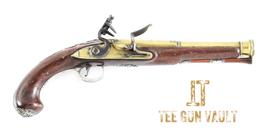FINE SILVER MOUNTED BRITISH OFFICER'S PISTOL BY STANTON, WITH BRASS CANNON BARREL