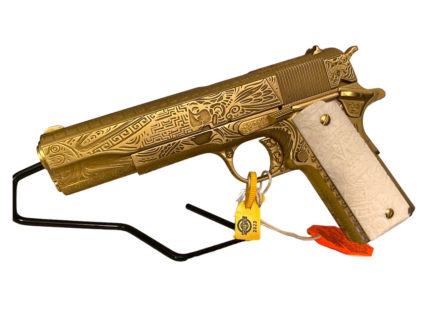 COLT CUSTOM SHOP 1911 GOVERNMENT SERIES 70 FULLY AZTEC ENGRAVING IN GOLD NITRIDE 45acp