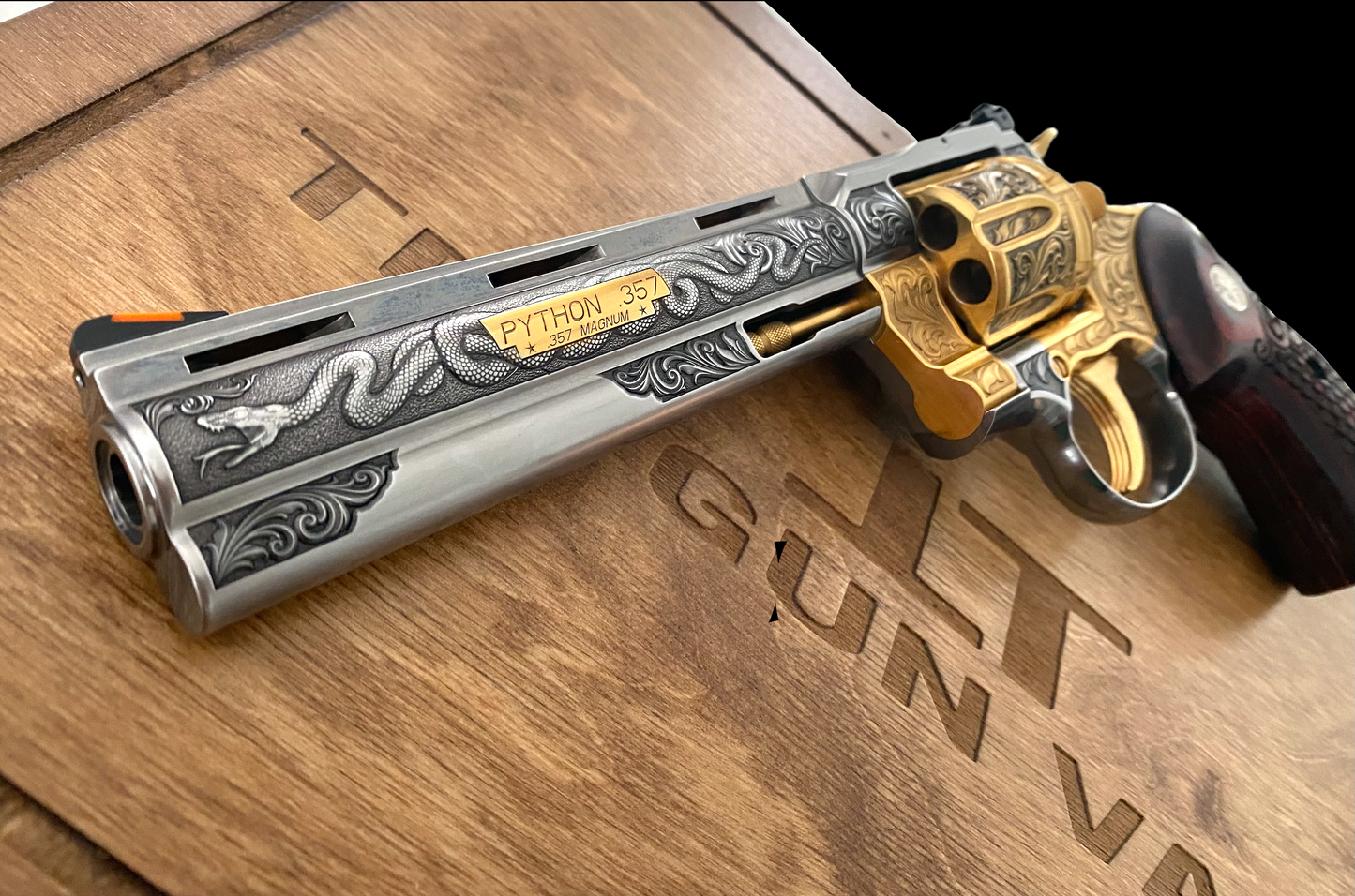 COLT PYTHON 6 INCH ENGRAVED AND 24K GOLD PLATED WITH DIAMONDS