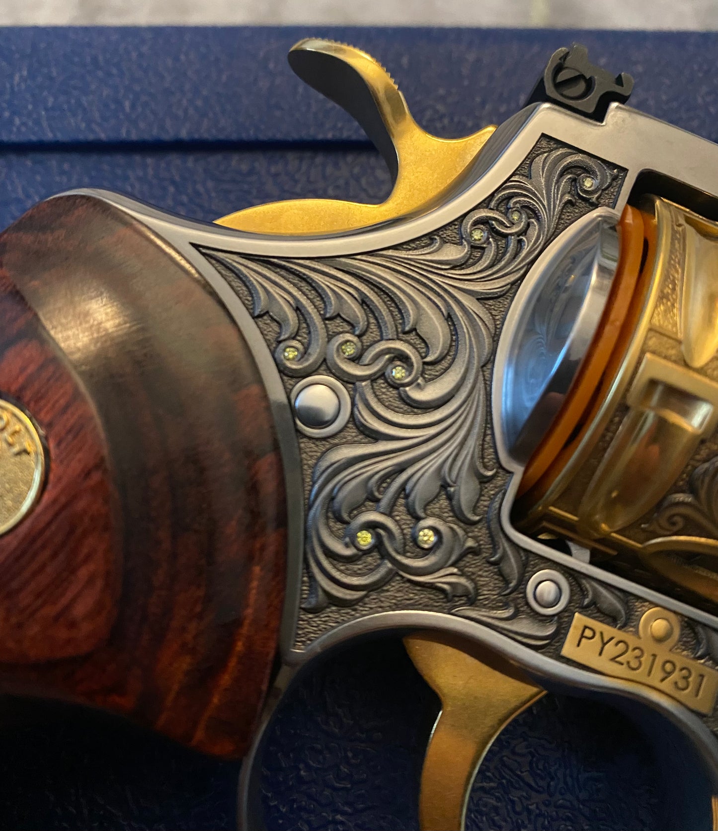 COLT PYTHON 6 INCH ENGRAVED AND 24K GOLD PLATED WITH DIAMONDS