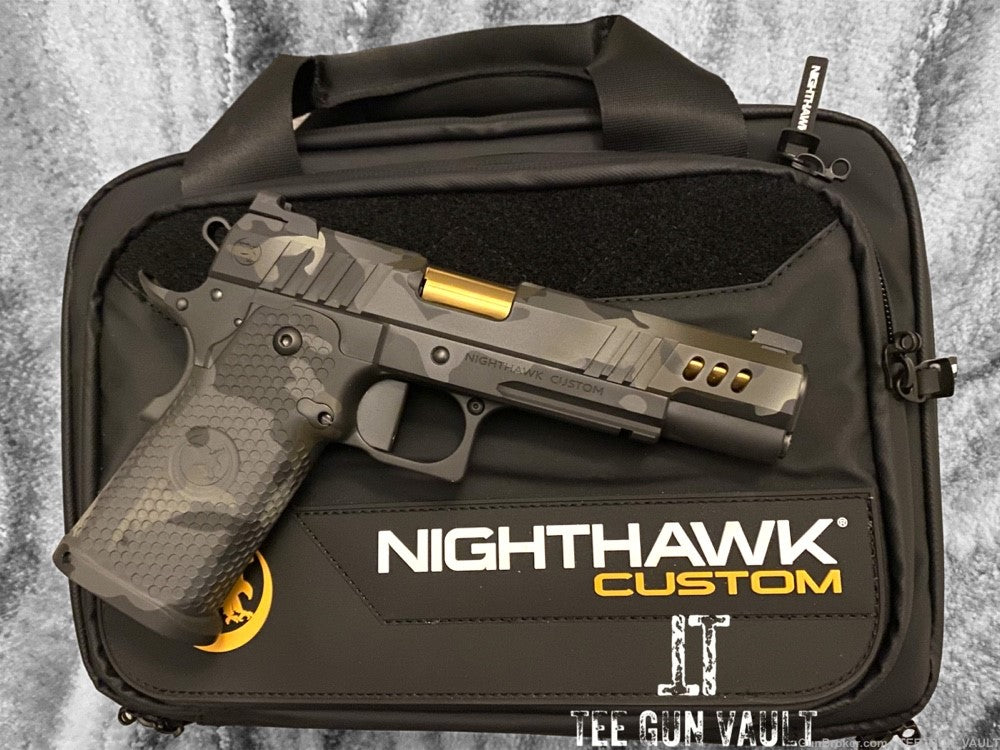 NIGHTHAWK CUSTOM PRESIDENT 9MM DOUBLE STACK CAMO/GOLD TIN BARREL NIB!