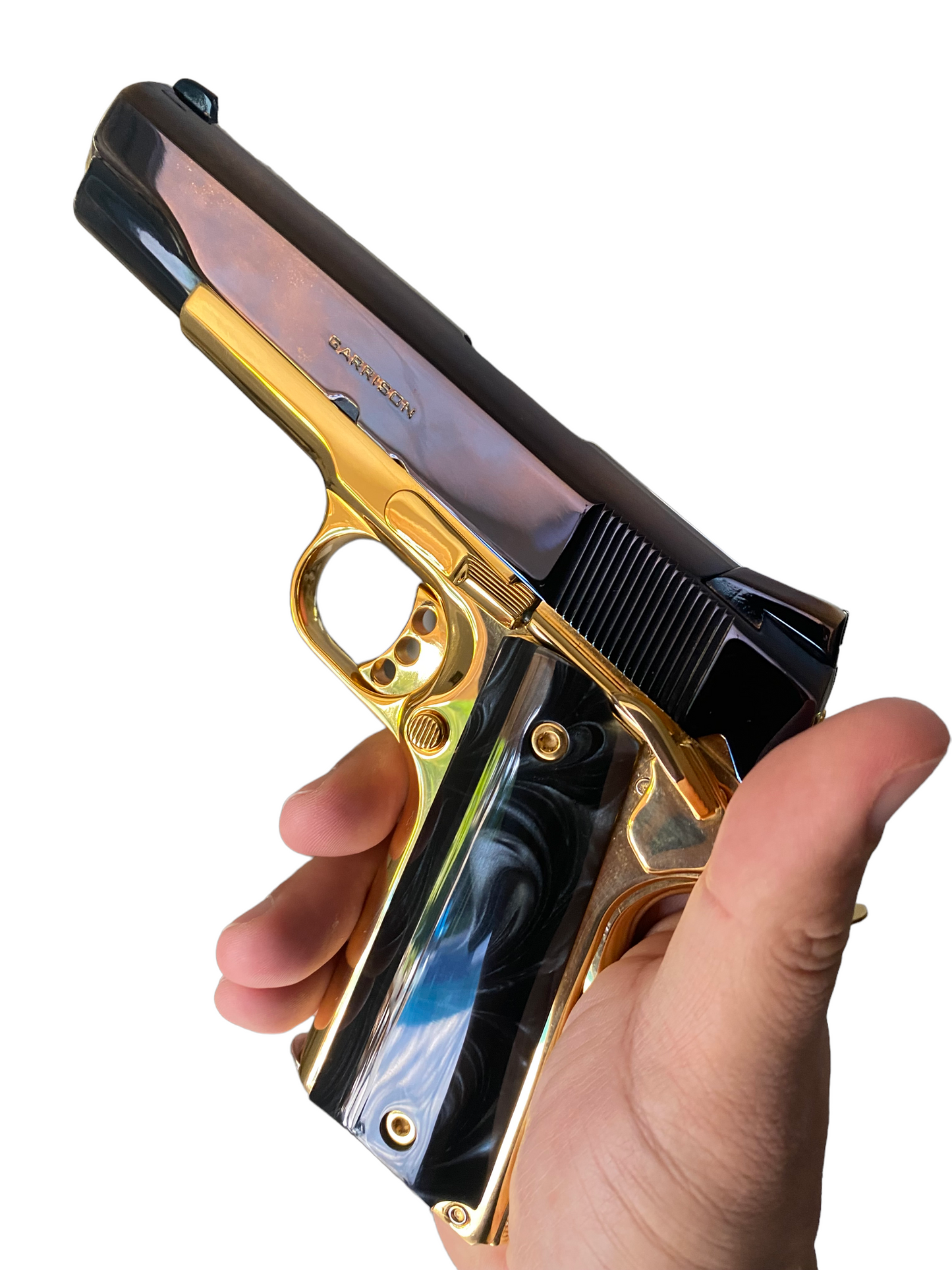 SPRINGFIELD ARMORY GARRISON 1911 9MM BLUE CHROME AND 24k gold plated