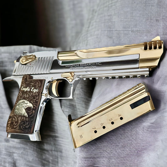 DESERT EAGLE HIGH POLISHED AND 24k GOLD PLATED 50AE.