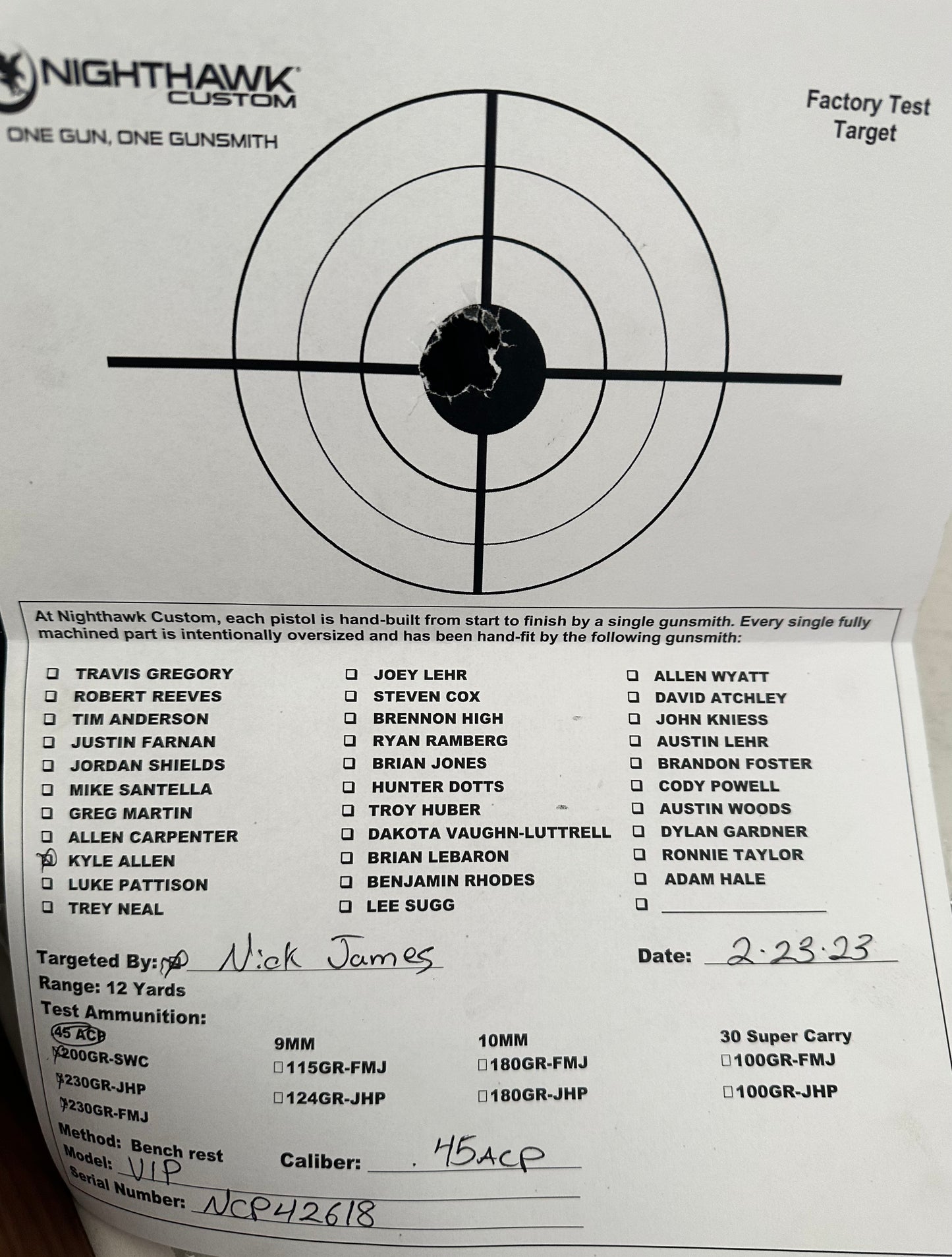 NIGHTHAWK CUSTOM VIP BLACK GIRAFFE BONE GRIPS 45ACP