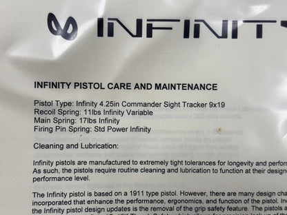 SVI/INFINITY “ANGRY” BABY BIRD CUSTOM 1 OF 1 COMMANDER SIGHT TRACKER 4.25” WITH TRIJICON SRO 9MM