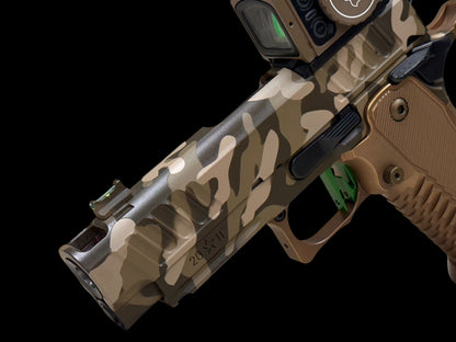 STACCATO CUSTOM C2 PORTED 3.9"
MULTICAM WITH T7 ALUMINUM GRIPS, APE AIMPOINT ACRO P2 & RED DIRT "EDGE" TRIGGER